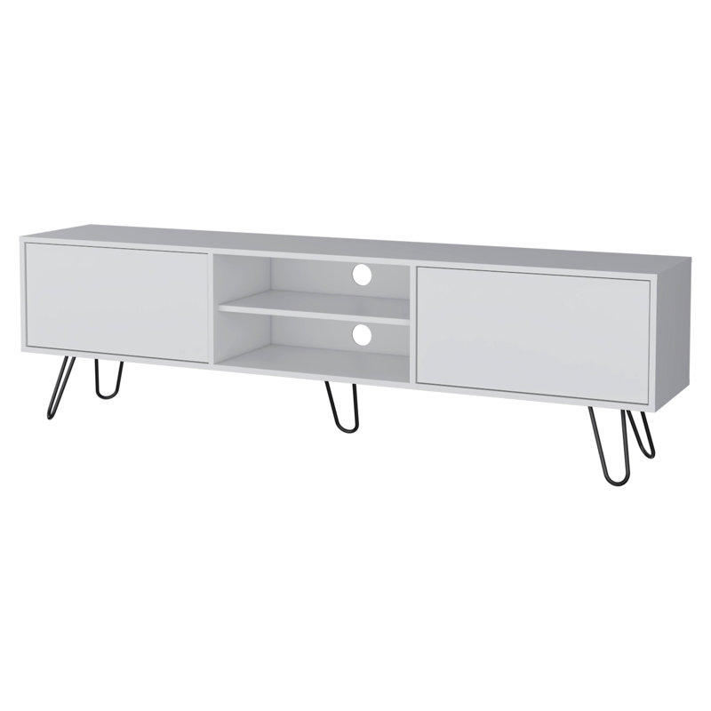 Meuble télé blanc avec espace de rangement de 55 po - Organisation soignée et support élégant pour un rangement extérieur élégant