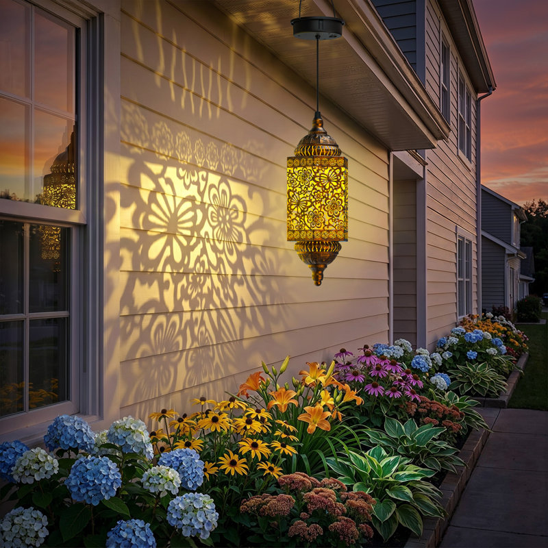 Lanterne solaire suspendue décorative de jardin d'extérieur - Fleur papillon pour l'allée du patio