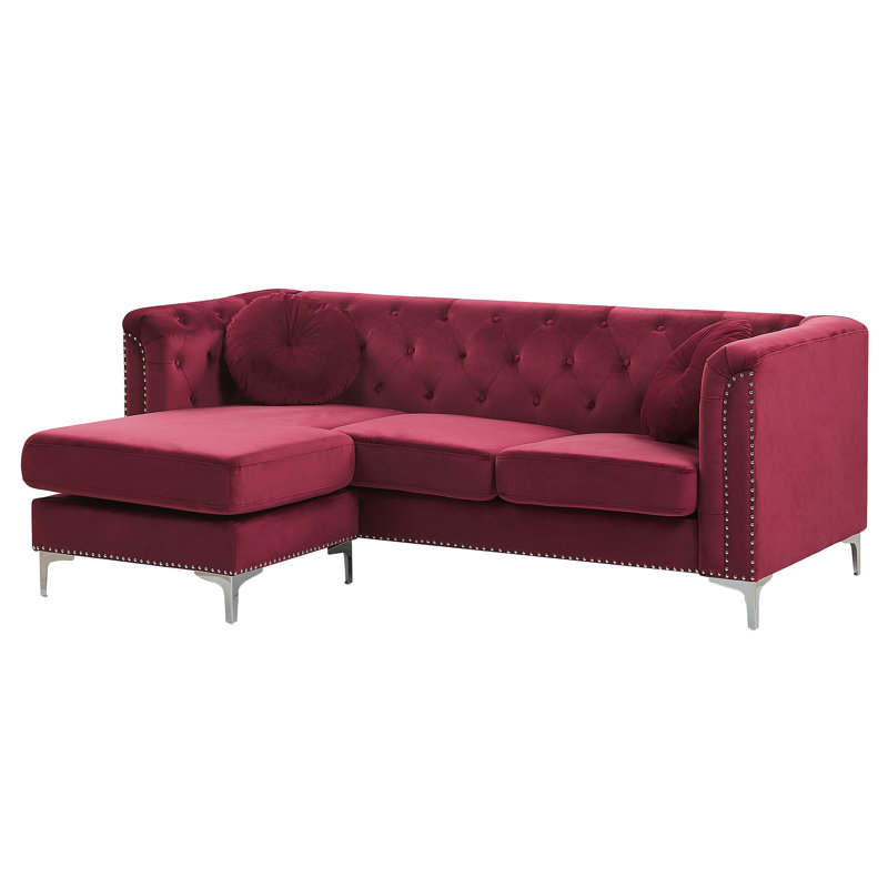 Mosley 3 Seater Corner Sofa , Left, Burgundy