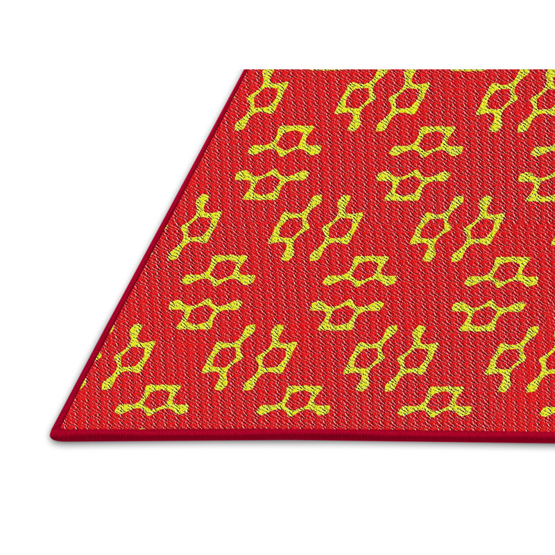 Tapis rouge/jaune à motifs, Rectangle 2 pi x 4 pi