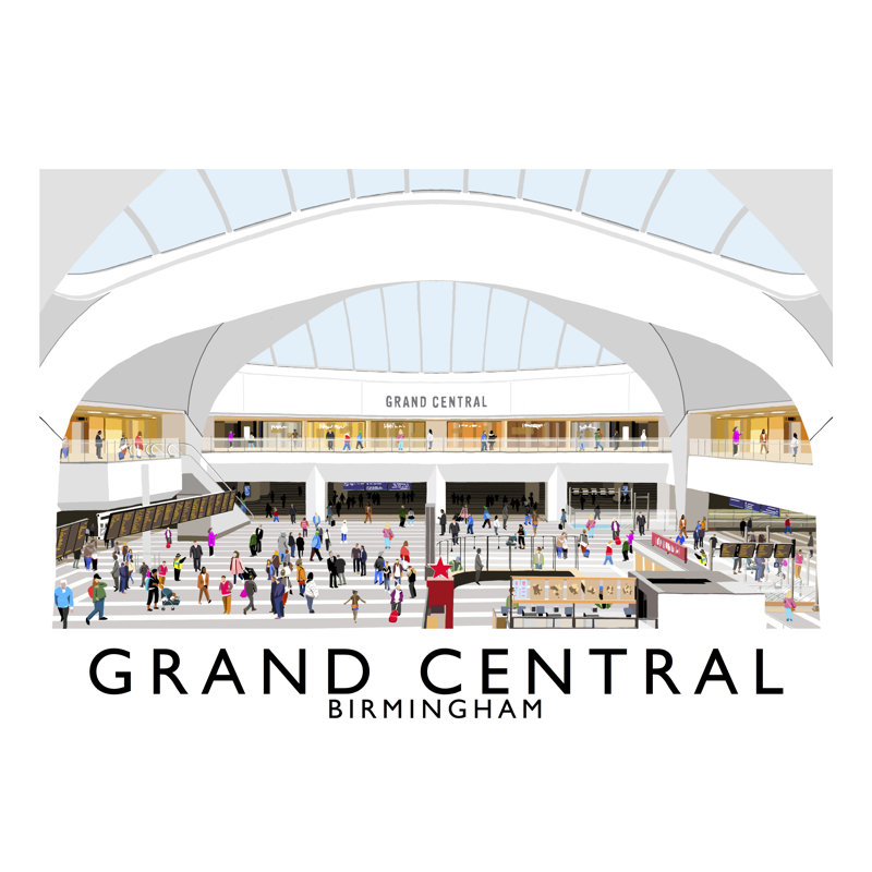 Grand Central Birmingham 2 1 Piece Wall Art, 40 cm H x 50 cm W x 1 cm D, No Frame