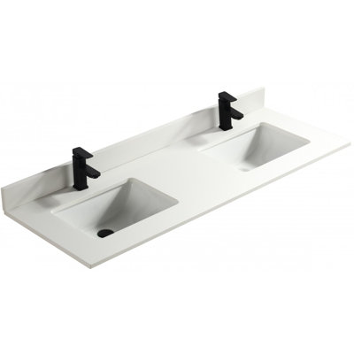 Comptoir de meuble-lavabo double 64 po avec trous pour robinet de lavabo 64 po