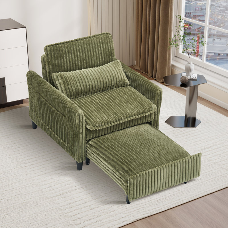 Chaise d'appoint convertible rembourrée en velours côtelé, Vert