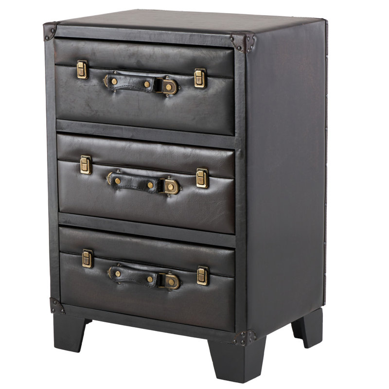 Armoire rétro en similicuir brun foncé Iinden