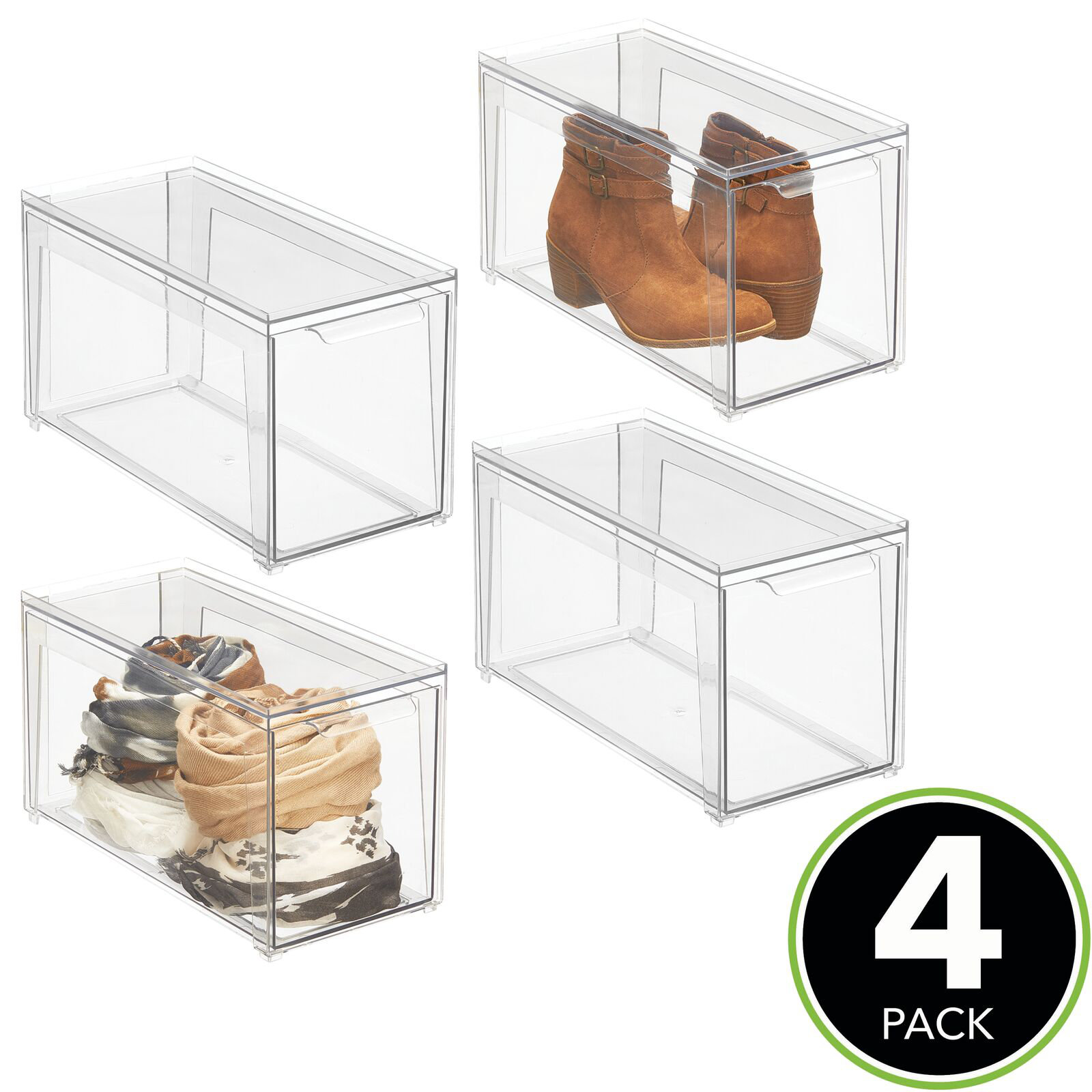 mDesign Long Plastic Drawer Organizer Box, Storage Organizer Bin CONTAINER; for Closet