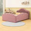 Lit de sol rembourré avec tête de lit, longerons et poche de rangement-1199059488-1199059489