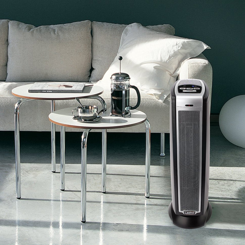 Black Ceramic Electric Tower Heater with Adjustable Thermostat