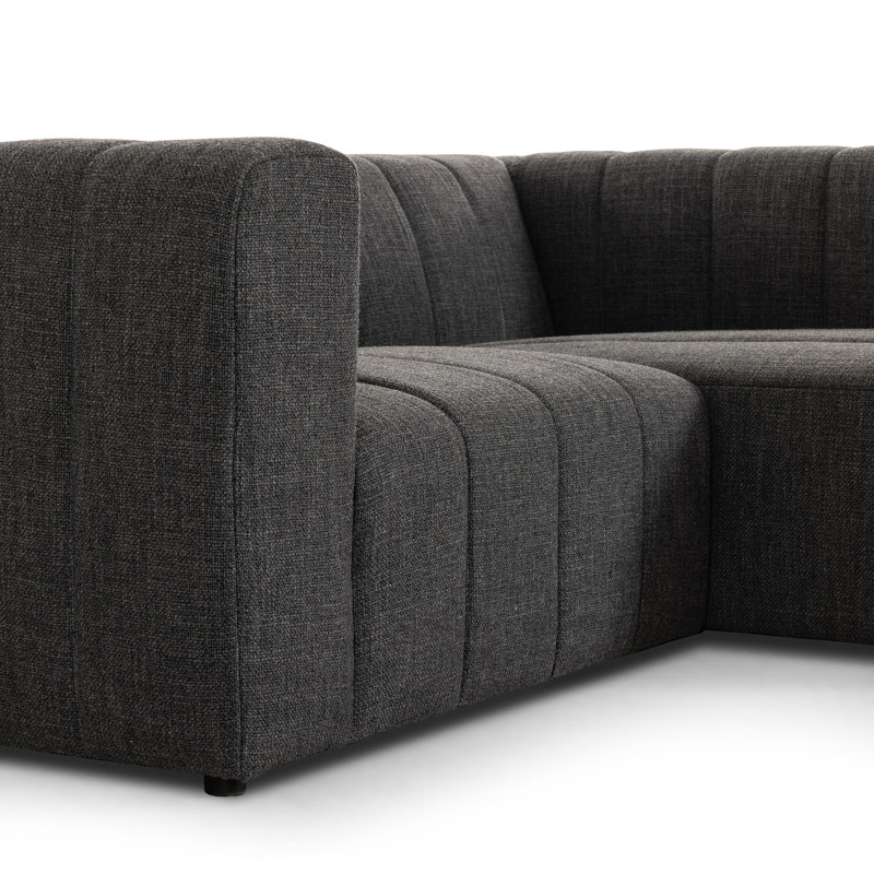 Grayson 88" Left Hand Facing Modular Sectional, Right Hand Facing, Saxon Charcoal Polyester