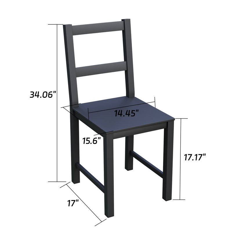 Antwanae Solid Wood Side Chair, Farmhouse Dining Room Chair, Kitchen Chair, Black
