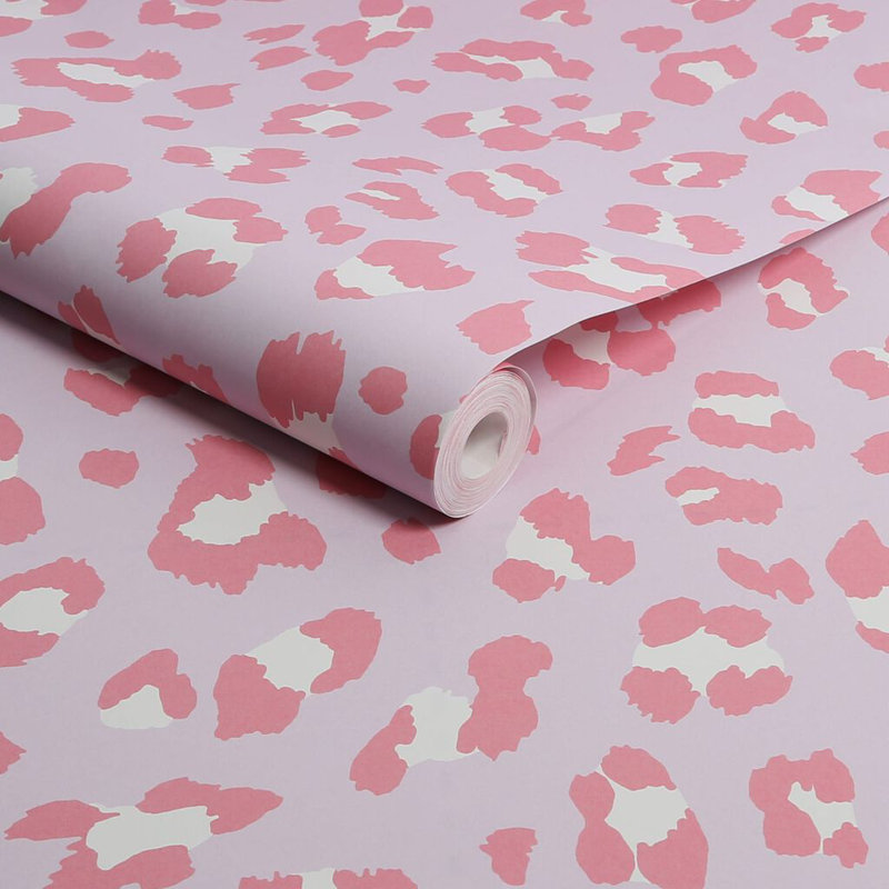 Envy Big Cat Leopard Print Wallpaper, Pink