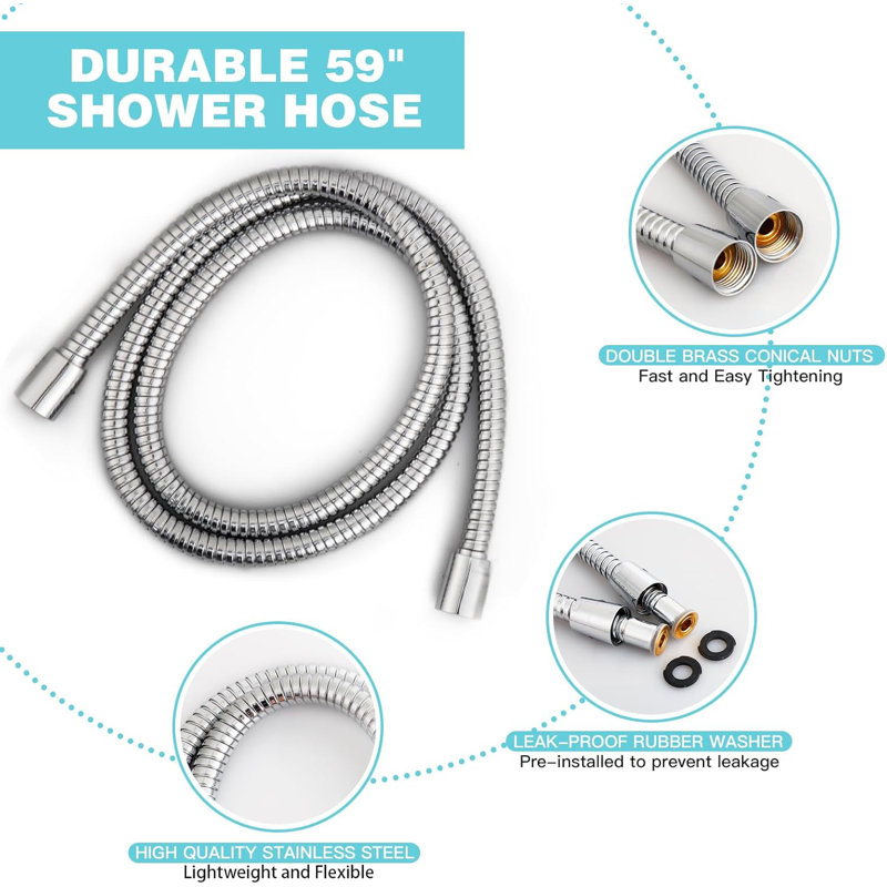 Chrome Handheld Shower Head with 6 Settings and Filter