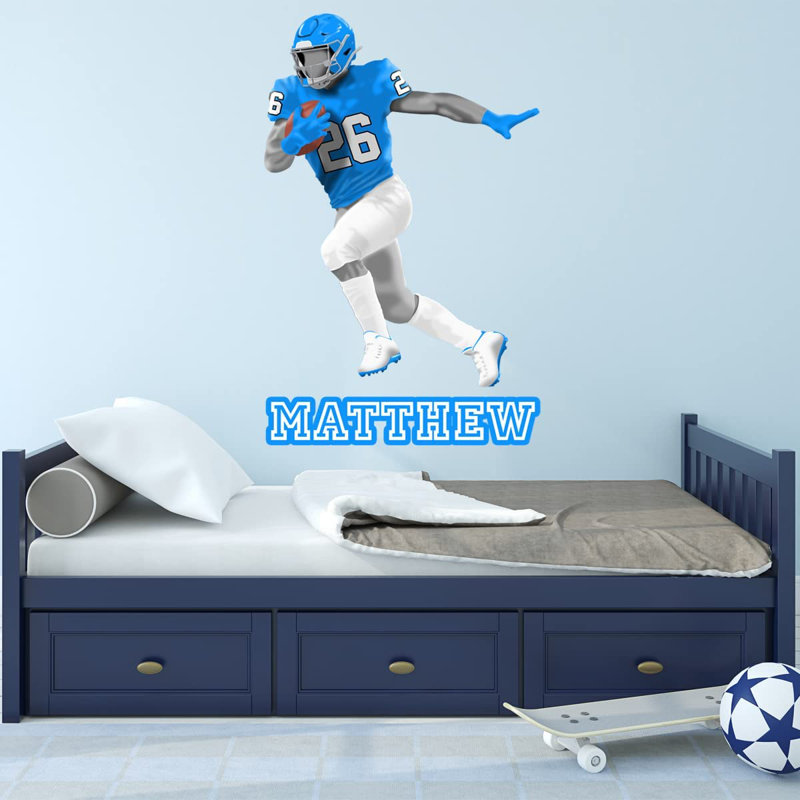 Adhésif décoratif footballeur, H 21 po x l 13 po, Oui, Bleu ciel
