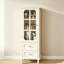 Buffet avec portes et tiroirs en verre, unité de rangement moderne en bois avec tablettes de présentation, armoire en bois minimaliste pour le salon, la salle à manger et le vestibule