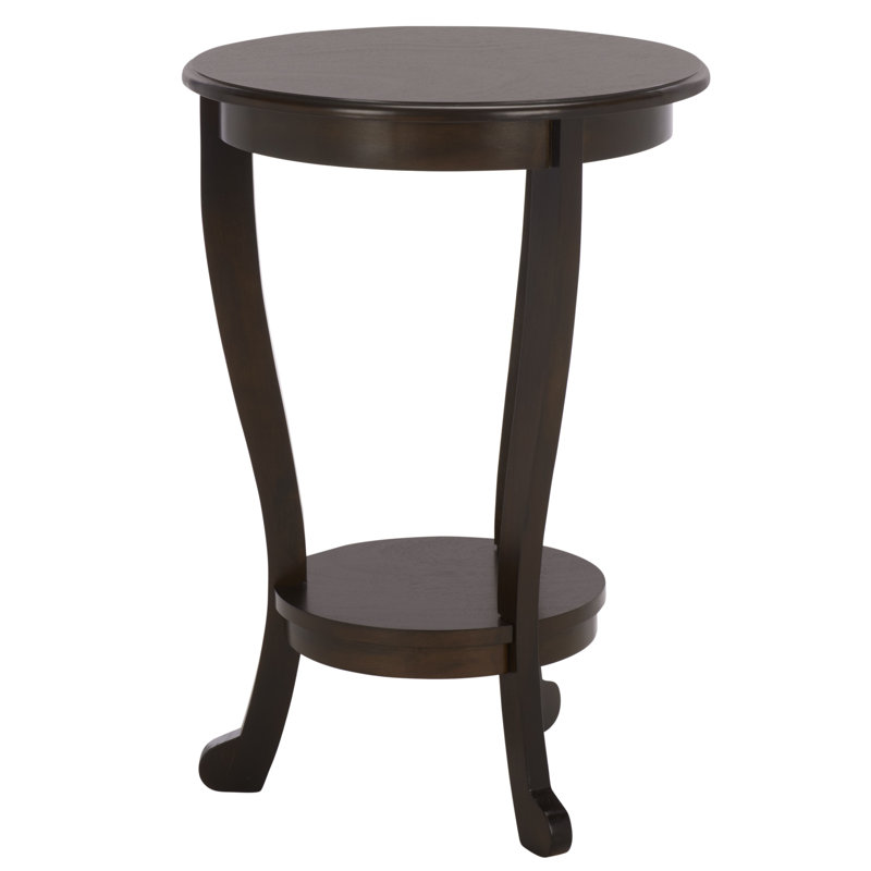 Tutuala Solid Wood 3 Legs End Table with Storage, Dark Chocolate