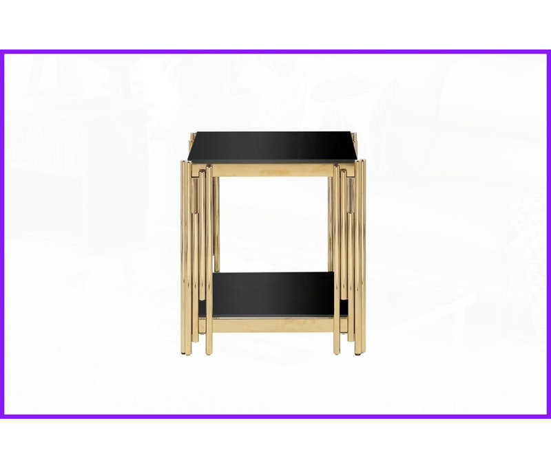 Table basse en acier inoxydable doré Glam - Plateau en verre trempé facile à nettoyer pour le salon et amp; Chambre à coucher