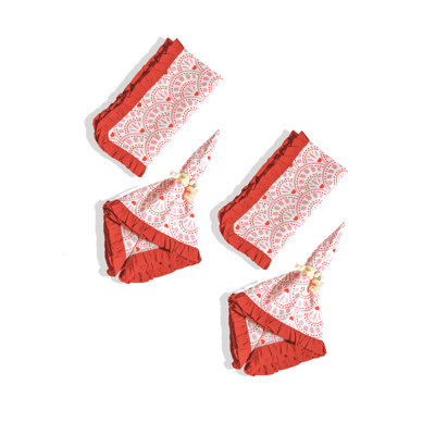 Romantic Scallop Ruffle Border Napkins Set