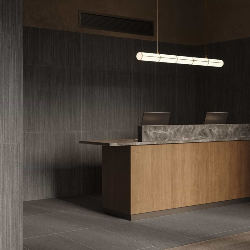 Caldaria 24x48 Matte Textured Stone Look Porcelain Tile, Mocha Gray
