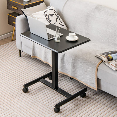 Mobile Portable Rolling Laptop PC Table, Standing Desk On Wheels Adjustable Height For Home Office