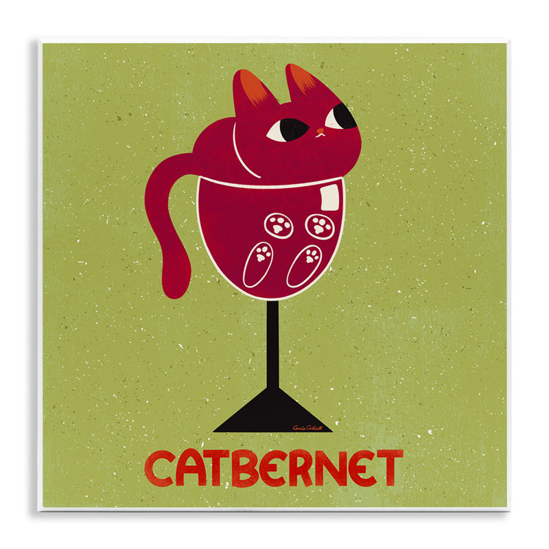 Plaque murale Catbernet Cat Wine, design par Carrie Cantwell