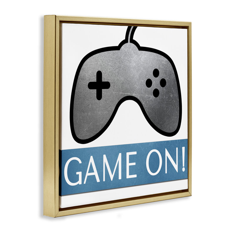 Art mural sur toile encadrée "Game on contrôleur" par Kim Allen, Cadre flottant métallique doré, H 25 po x l 25 po