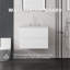 Meuble-lavabo suspendu de 61 cm avec lavabo, tiroir à fermeture amortie, comptoir et dosseret en marbre synthétique blanc de Carrare de 5 cm, contreplaqué
