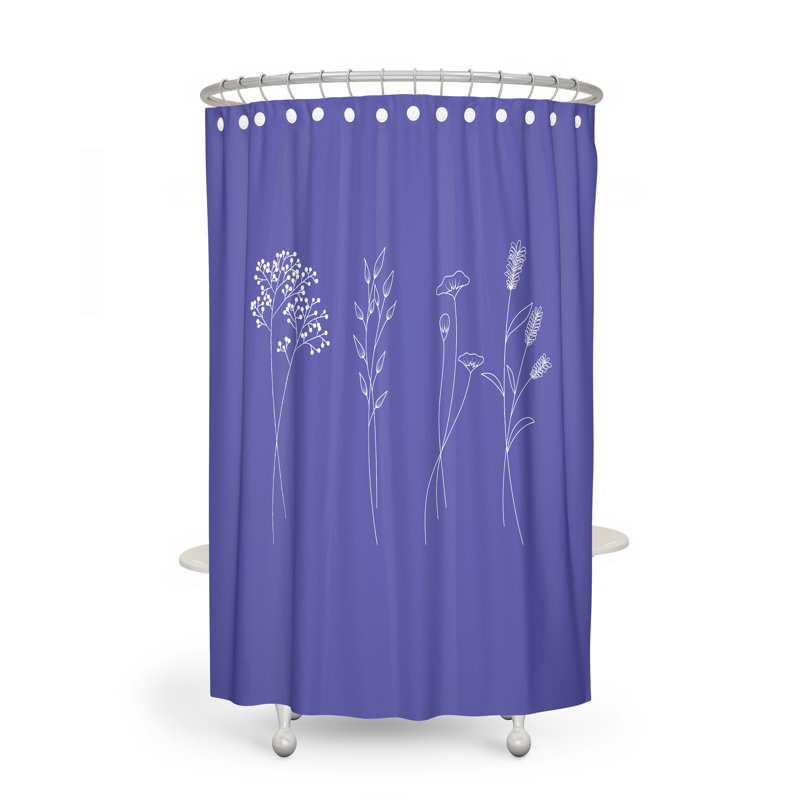 Crochets de rideau de douche floraux simples, H 93 po x l 70 po