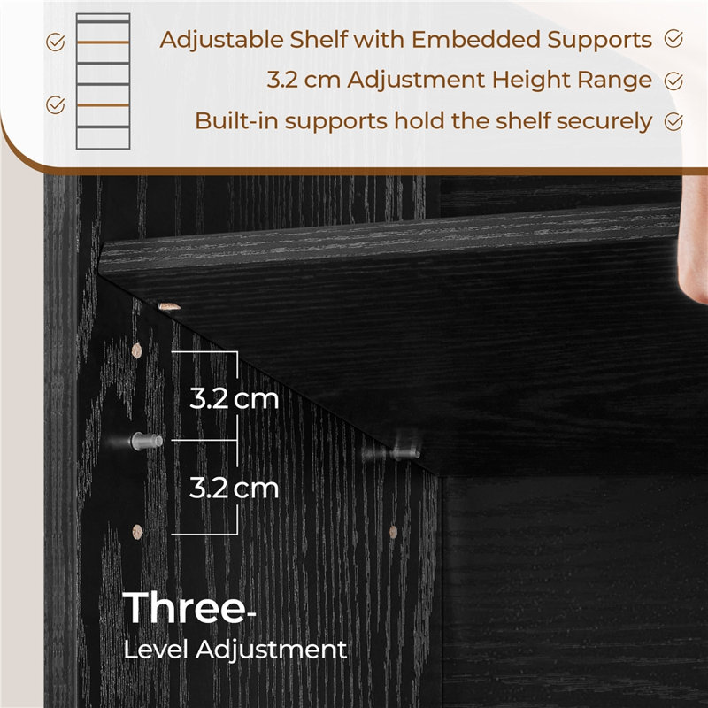 Standard Bookcase, Black, (7 Shelves) 180.5cm H x 60cm W x 24cm D
