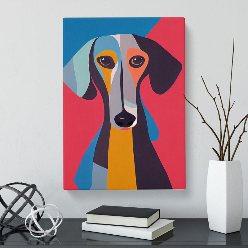 Dachshund Avant Garde - Wrapped Canvas Print, 50cm H x 35cm W x 3cm D