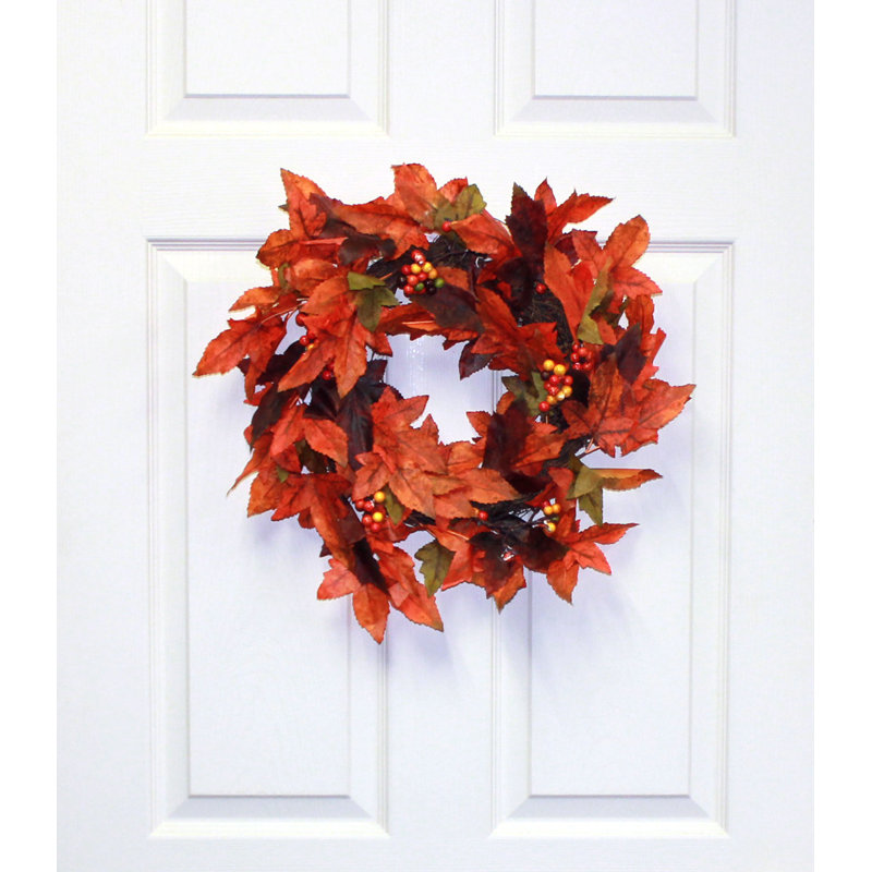 20" Artificial Maple Leaf & Berry Wreath
