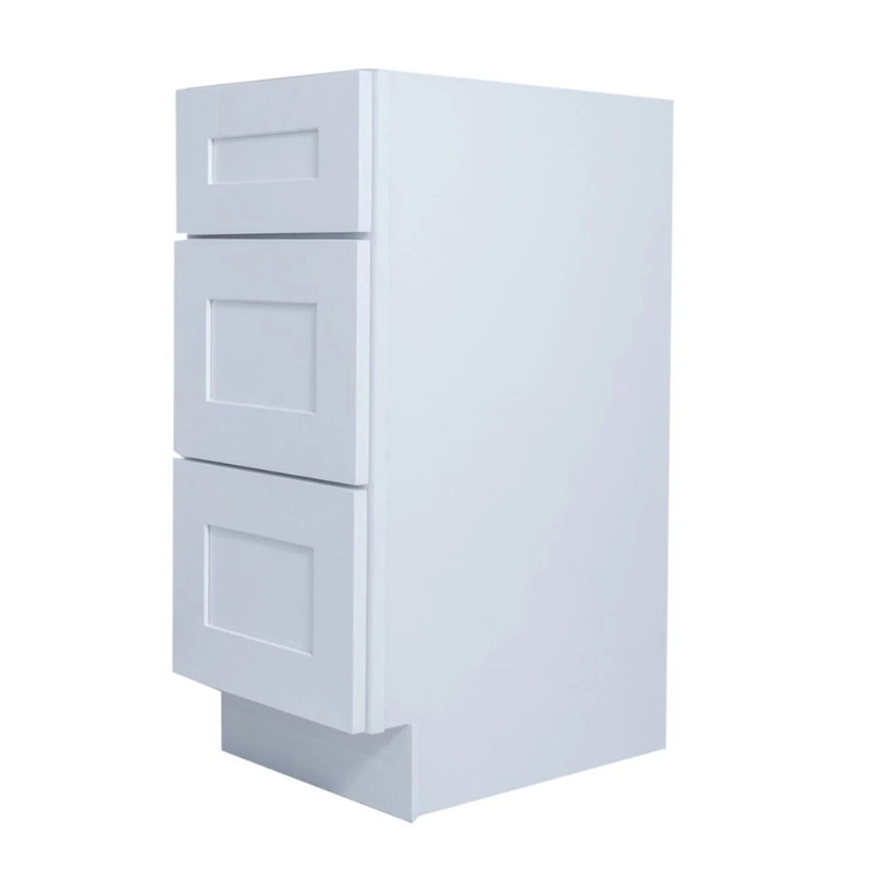 Armoire de rangement à 3 tiroirs H 34,5 po style Shaker prête à assembler, blanc élégant, H 34,5 po x l 15 po x P 24 po