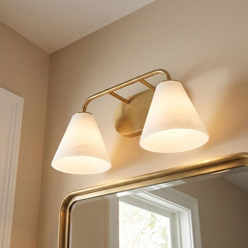 Falbo 2-Light Bathroom Vanity Light in Warm Brass, Brass, 8" H x 15.5" W x 15.5" D, 2 Lights