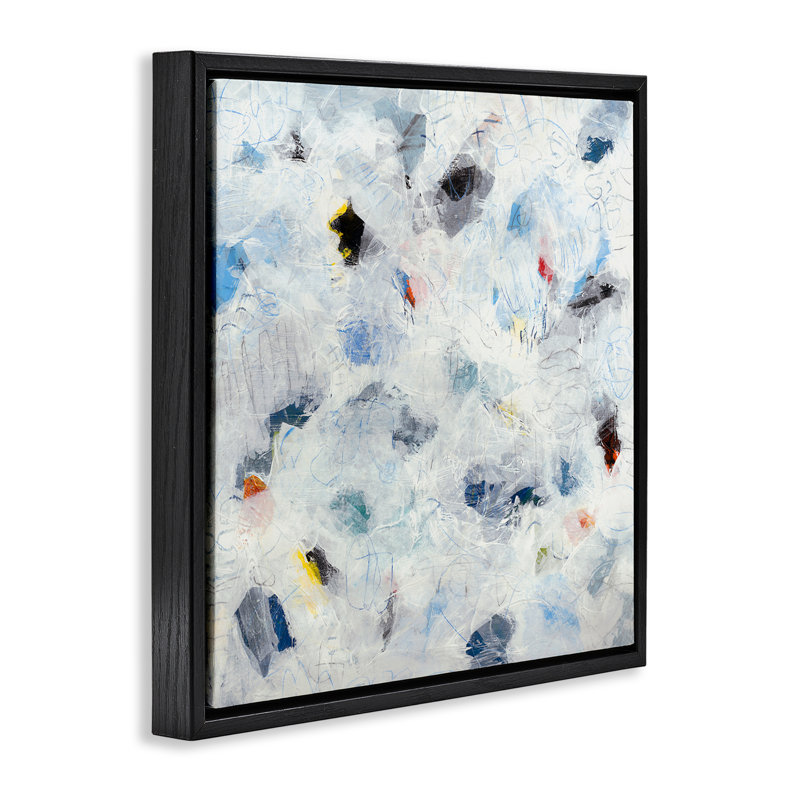 Subtle Scribbles over Abstract, Jet Black Floater Frame, 18" H x 18" W