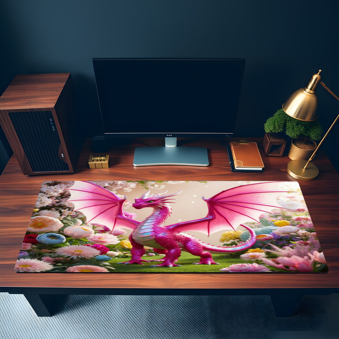 Pink Dragon Garden Desk Mat