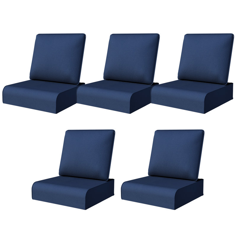 Adwin Outdoor 6" Deep Seat Olefin Cushion, Water & UV Resistant Removable Cover (Cushions Only), Blue, 5