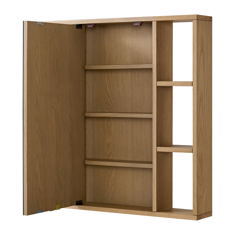 Beyanka 30"W X 30"H Surface Mount Medicine Cabinet With Side Shelves In Oak, Oak