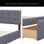 Lit plateforme tapissier avec tête de lit classique et 4 tiroirs, aucun sommier nécessaire, tissu en lin, grand-121037503