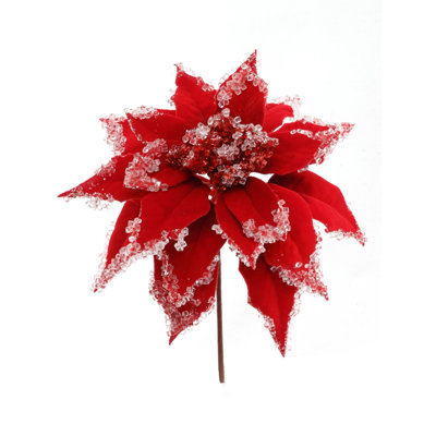 Artificial Velvet Poinsettia Picks (Set of 3)