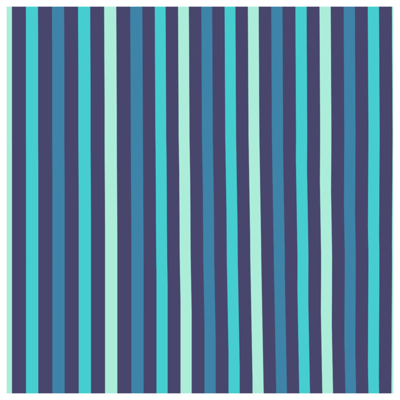 Tapis de bain bleu à rayures verticales, L 24 po x L 17 po