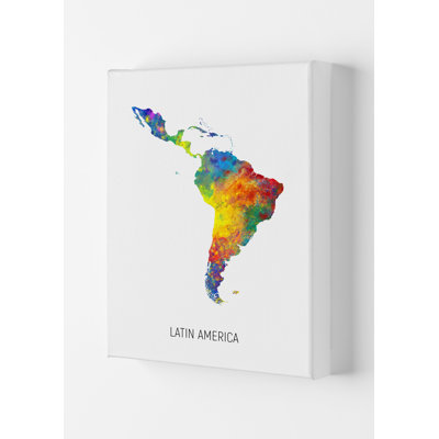 Latin America Watercolour Map by Michael Tompsett - Print