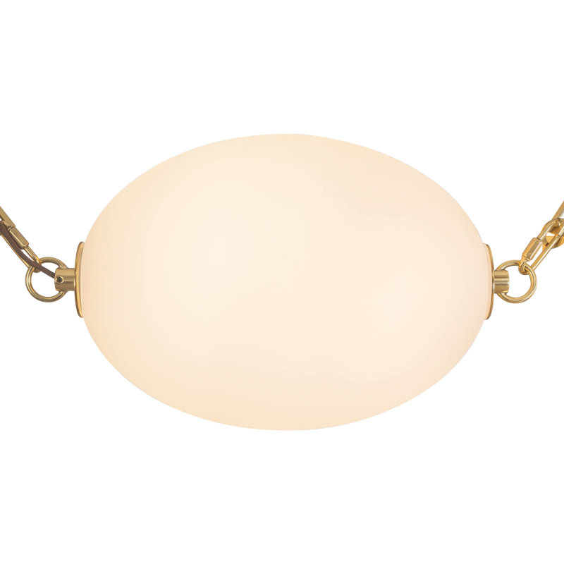 Mineral 5-Light Brass dimmable LED Chandelier, Opal Glass, Brass
