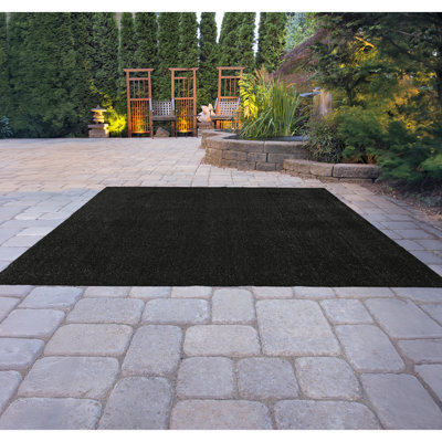 Garland Rug Artificial Grass 9 ft. x 12 ft. Large Indoor/Outdoor Area Rug Black