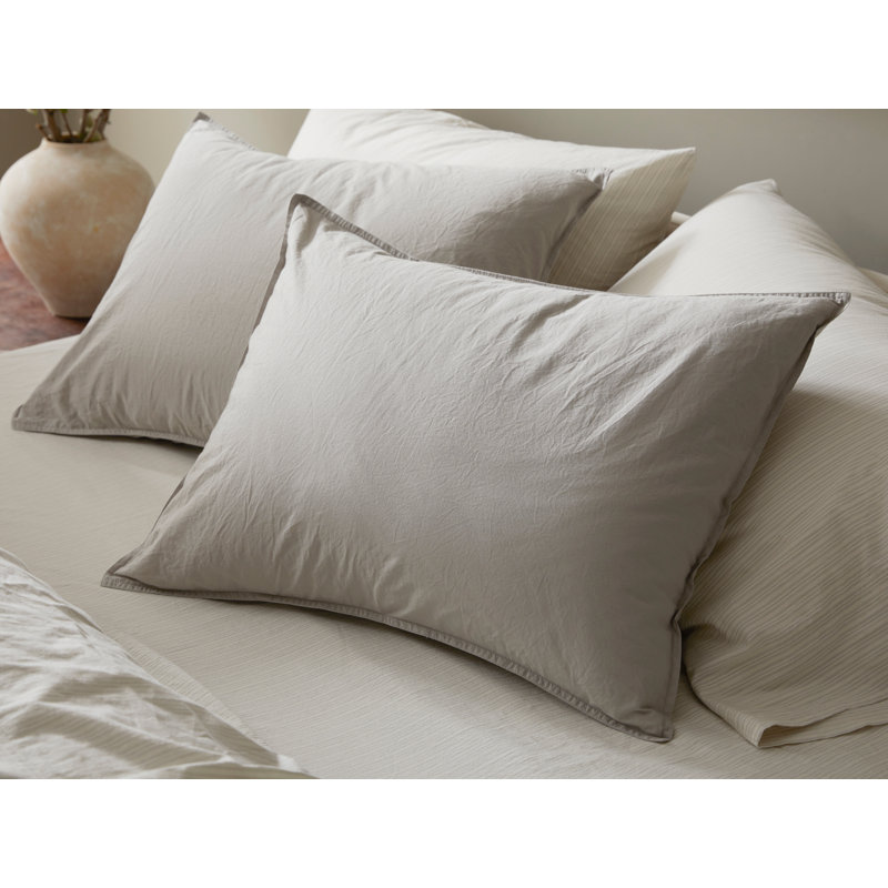 Organic Crinkled Percale Sham Set, Steel Blue, Standard