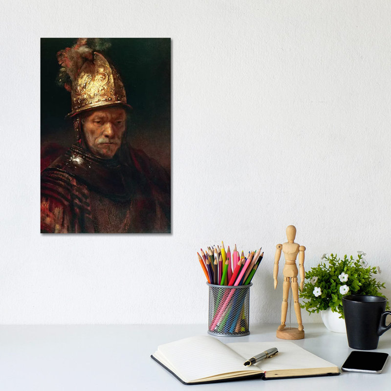 The Man With The Golden Helmet, 1650-55 by Rembrandt Van Rijn - Wrapped Canvas Painting, 20.32 cm H x 30.48 cm W