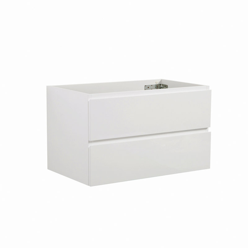 Armoire de rangement élégante pour salle de bain, armoire murale avec deux tiroirs, Blanc