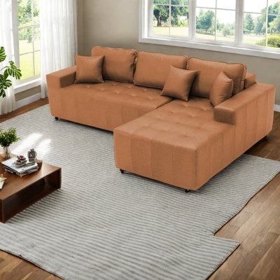 108.27 " Faux Leather L-Shaped Sectional