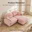 Canapé d'angle minimaliste en chenille plissée avec pouf, 2 places, rose-838201783