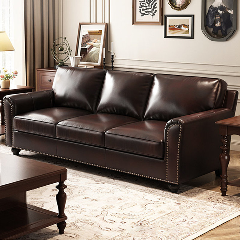 Causeuse-coussin standard en cuir véritable brun