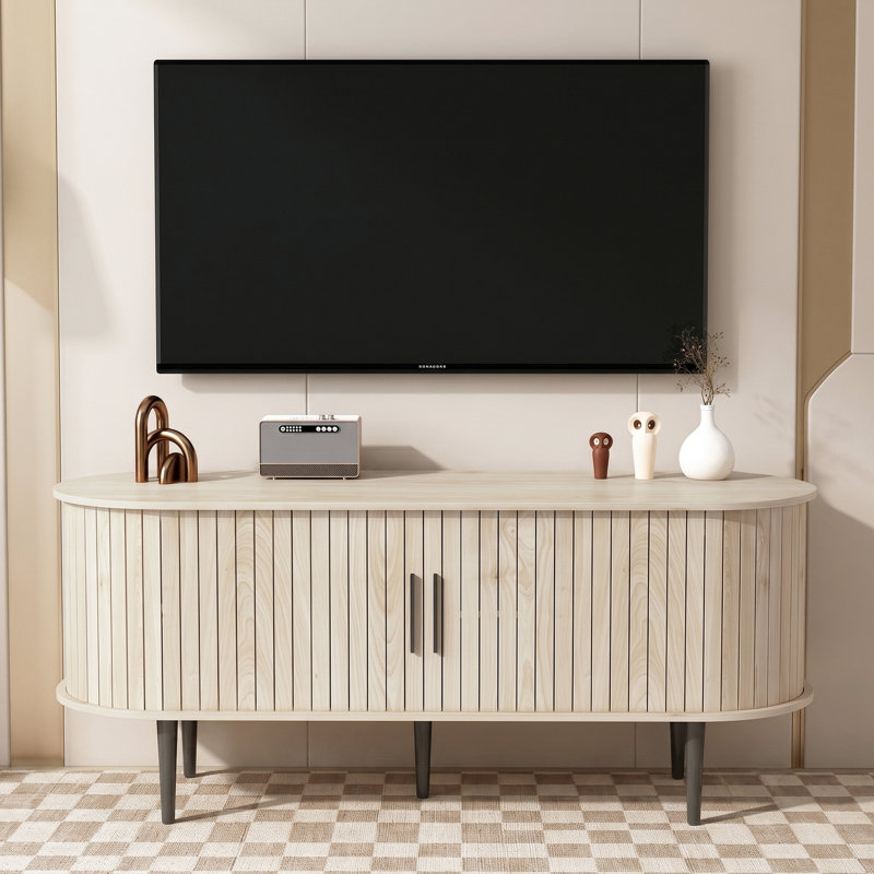 Meuble télé avec porte coulissante Natural, Naturel