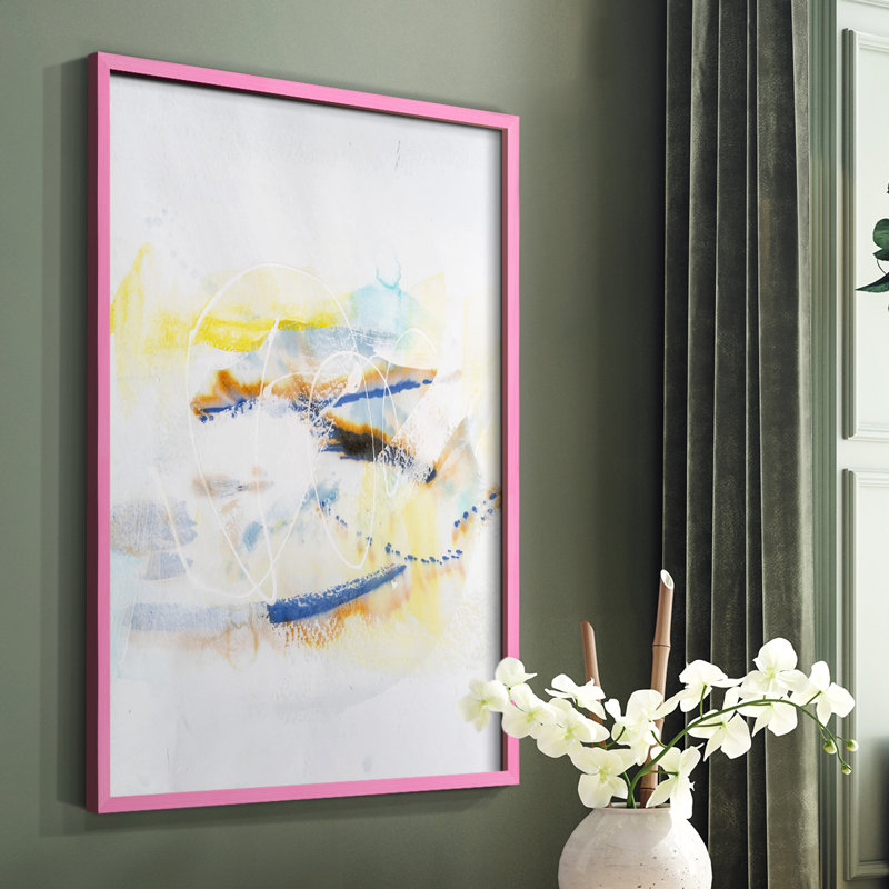«Spacial I», reproduction encadrée - bois massif, Rose, H 10 po x l 8 po