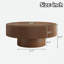 Table basse ronde avec rainures, plateau de table épais et base cylindrique